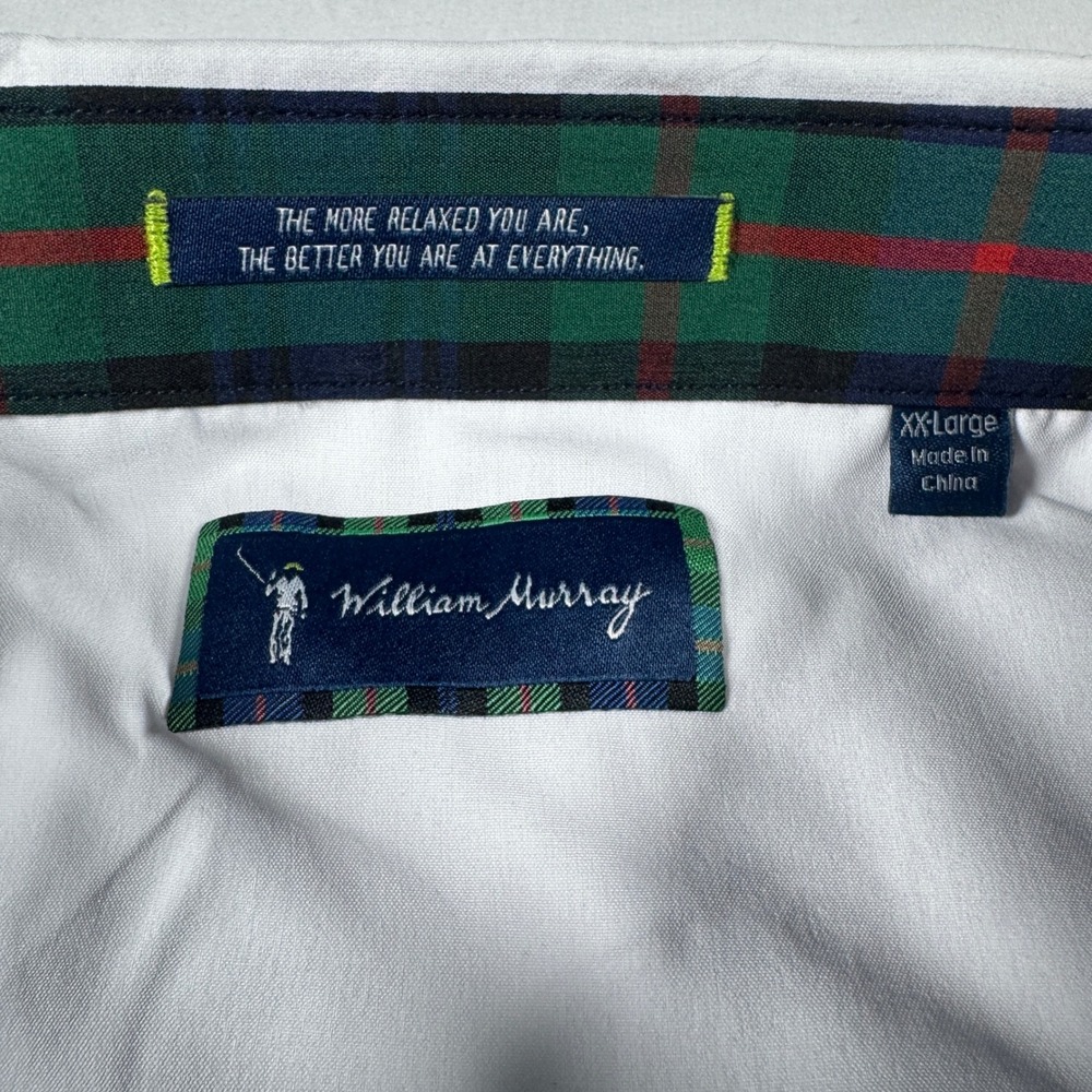 William Murray Short Sleeve Golf Shirt Men XXL Solid White Snap Down Stretch NEW - Picture 2 of 11